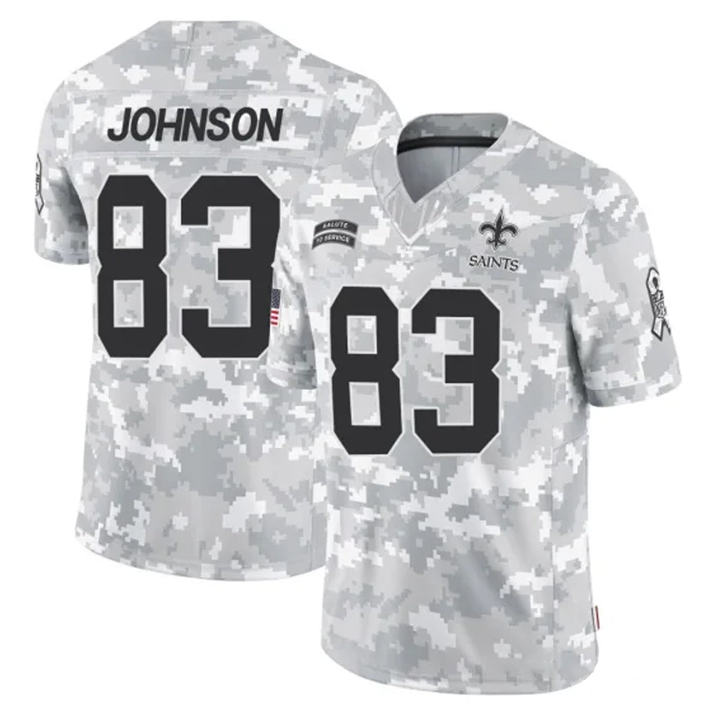 STECN NO.Saints #83 Juwan Johnson Player Arctic Camo Salute To Service Limited Game Stitched Jerseys