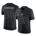 STECN NO.Saints #83 Juwan Johnson Player Black Limited Reflective Home Game Stitched Jerseys