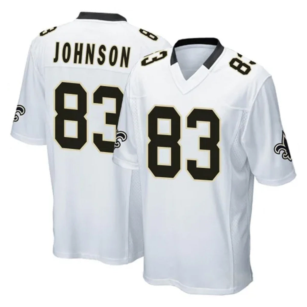 STECN NO.Saints #83 Juwan Johnson Player White Home Game Stitched Jerseys