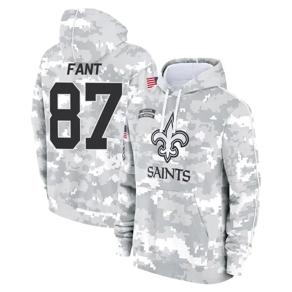 STECN NO.Saints #87 Noah Fant Player Arctic Camo Salute to Service Pullover Hoodies Limited Game Stitched Jerseys