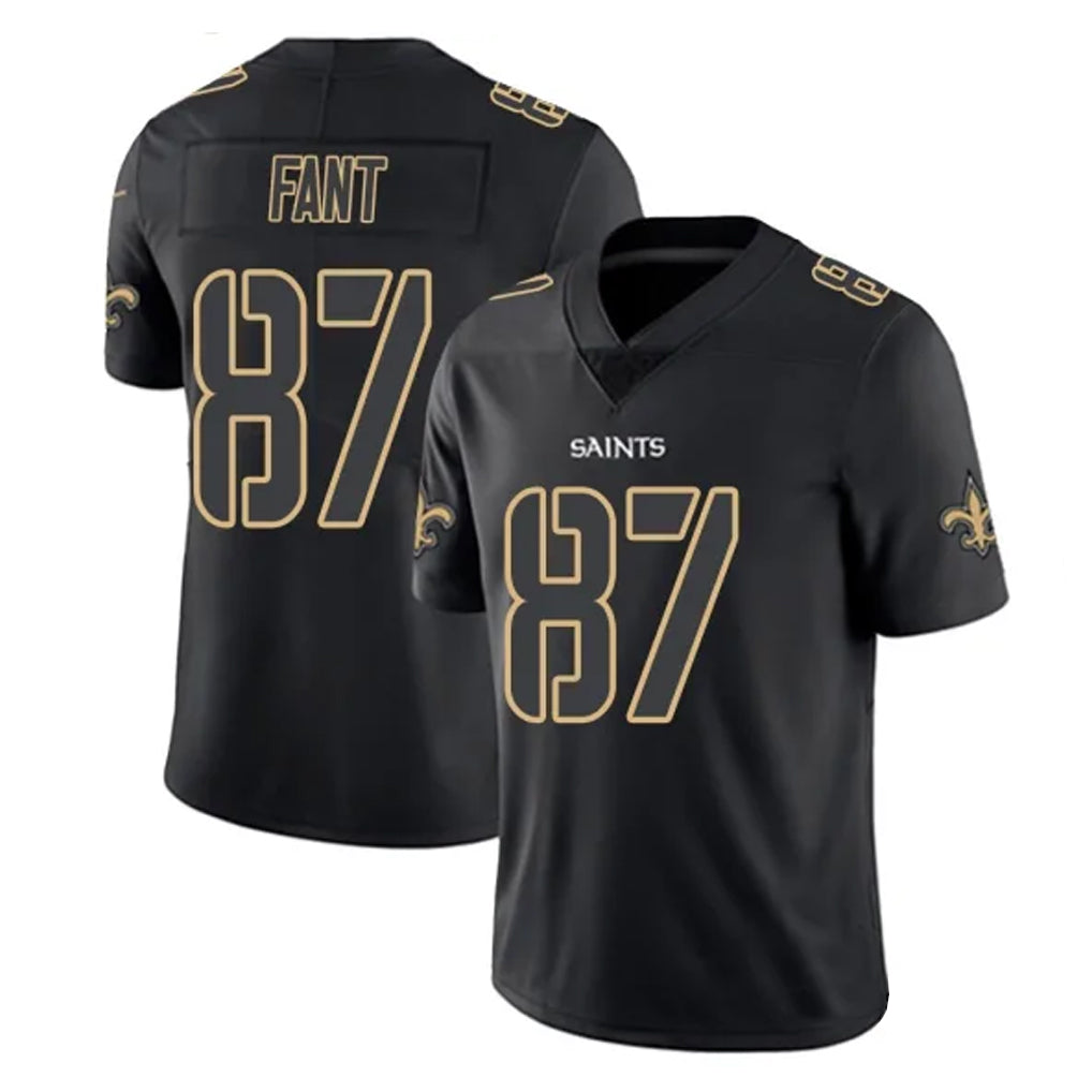 STECN NO.Saints #87 Noah Fant Player Black Impact Limited Home Game Stitched Jerseys