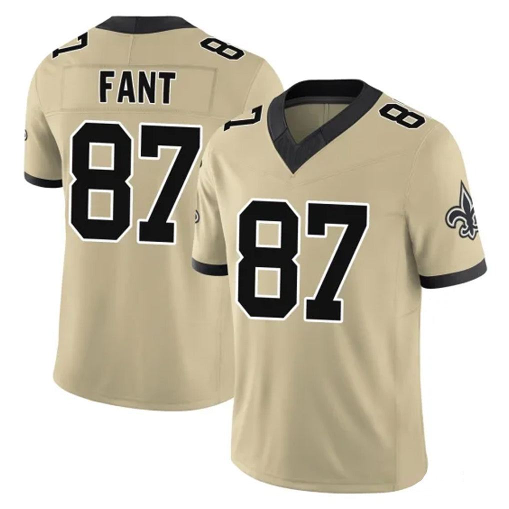 STECN NO.Saints #87 Noah Fant Player Gold Limited Vapor F.U.S.E. Home Game Stitched Jerseys
