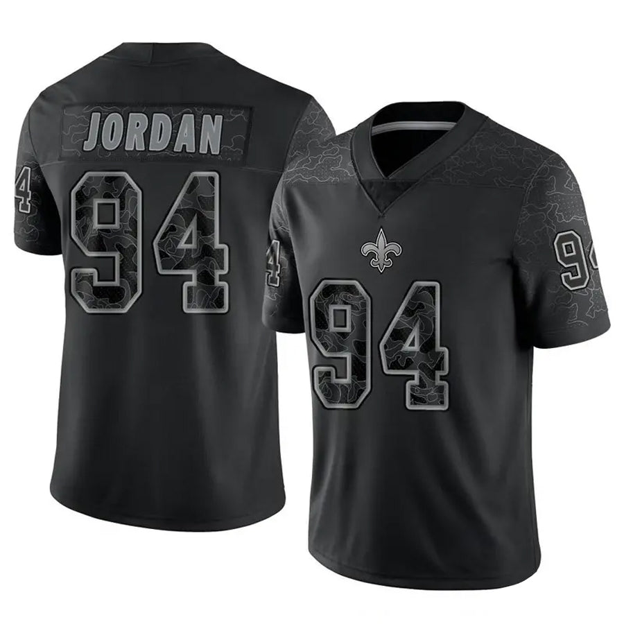 STECN NO.Saints #94 Cameron Jordan Player Black RFLCTV Limited Stitched Jerseys