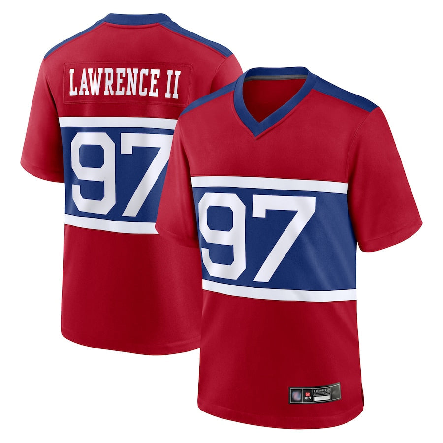 STECN NY.Giants Secondary Throwback Alternate Jerseys - Red - #97 Dexter Lawrence II Player