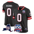 STECN NY.Giants #0 Brian Burns Player Black 100th Season & State Patch Vapor Limited Home Game Stitched Jerseys
