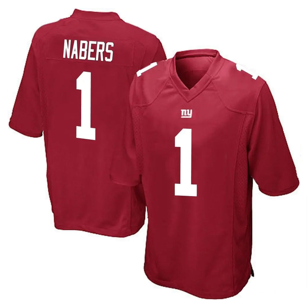 STECN NY.Giants #1 Malik Nabers Player Red Home Game Stitched Jerseys