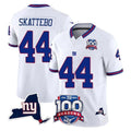 STECN NY.Giants #44 Cam Skattebo Player White 100th Season & State Patch Vapor Limited Home Game Stitched Jerseys