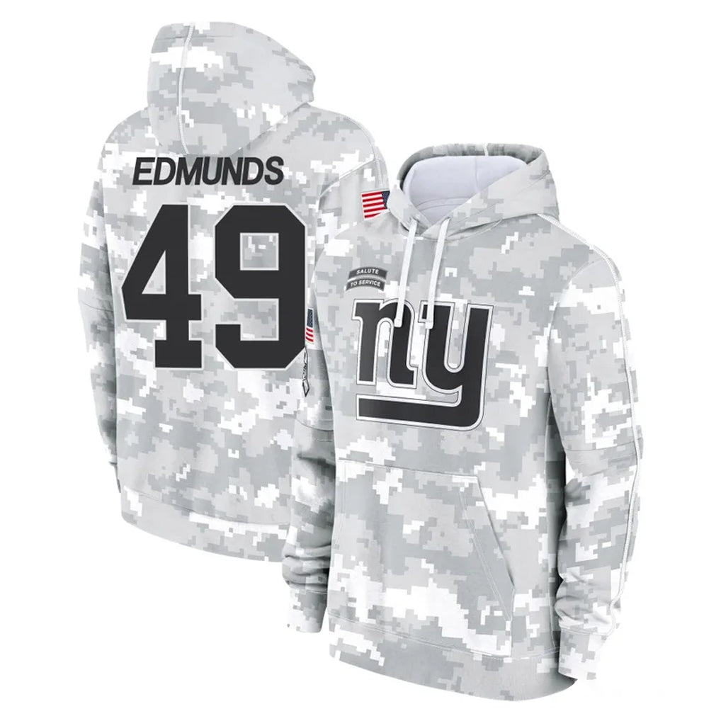 STECN NY.Giants #49 Tremaine Edmunds Player Arctic Camo Salute to Service Pullover Hoodies Limited Game Stitched Jerseys