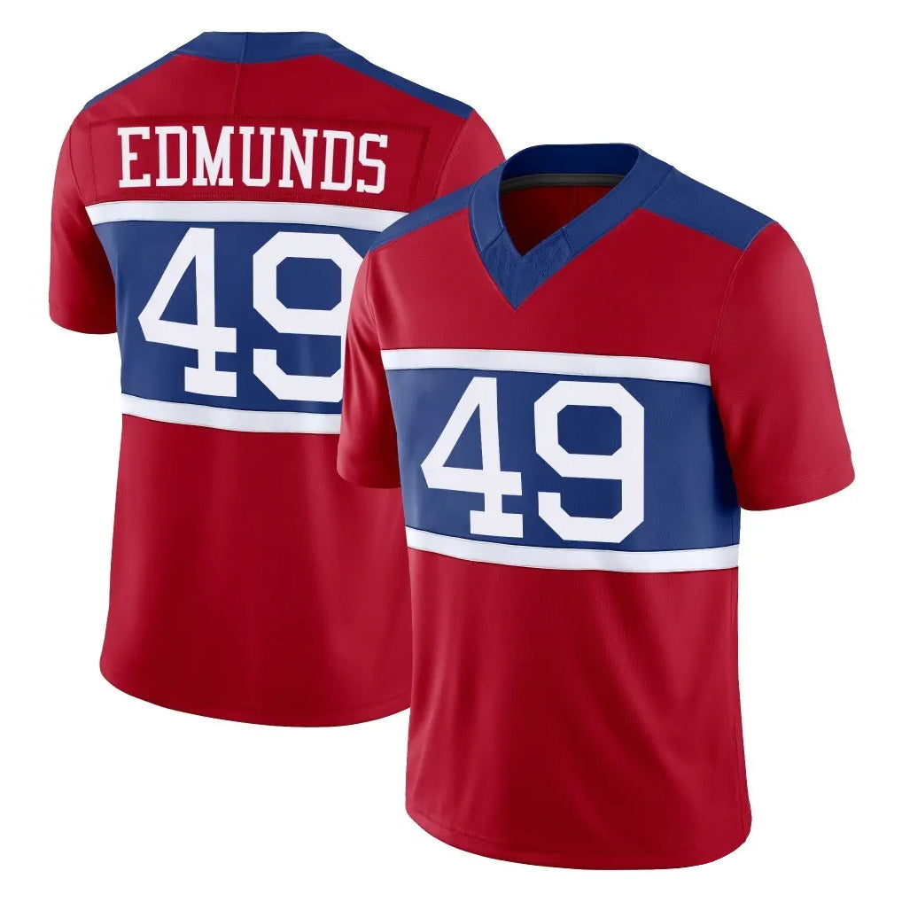 STECN NY.Giants #49 Tremaine Edmunds Player Red Century Vapor F.U.S.E. Home Game Stitched Jerseys