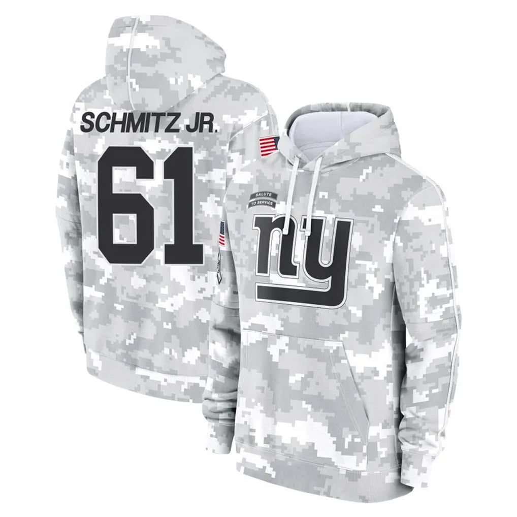STECN NY.Giants #61 John Michael Schmitz Jr. Player Arctic Camo Salute to Service Pullover Hoodies Limited Game Stitched Jerseys