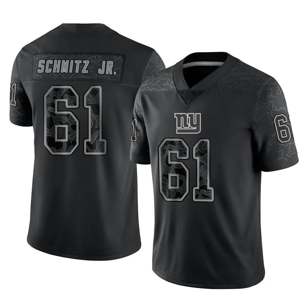 STECN NY.Giants #61 John Michael Schmitz Jr. Player Black Limited Reflective Home Game Stitched Jerseys