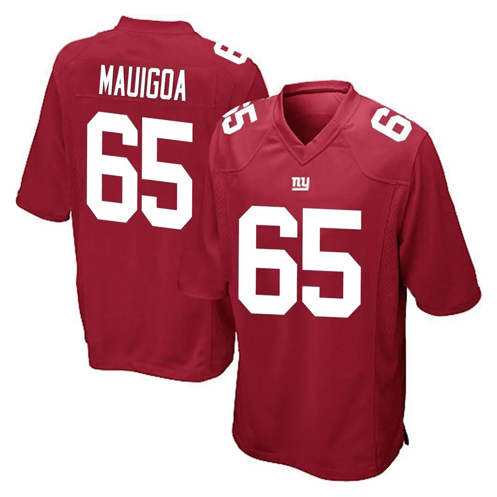 STECN NY.Giants #65 Francis Mauigoa Player Red Home Game Stitched Jerseys