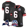 STECN NY.Giants #6 Jaxson Dart Player Black 100th Season & State Patch Vapor Limited Home Game Stitched Jerseys
