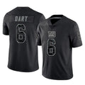 STECN NY.Giants #6 Jaxson Dart Player Black Limited Reflective Home Game Stitched Jerseys
