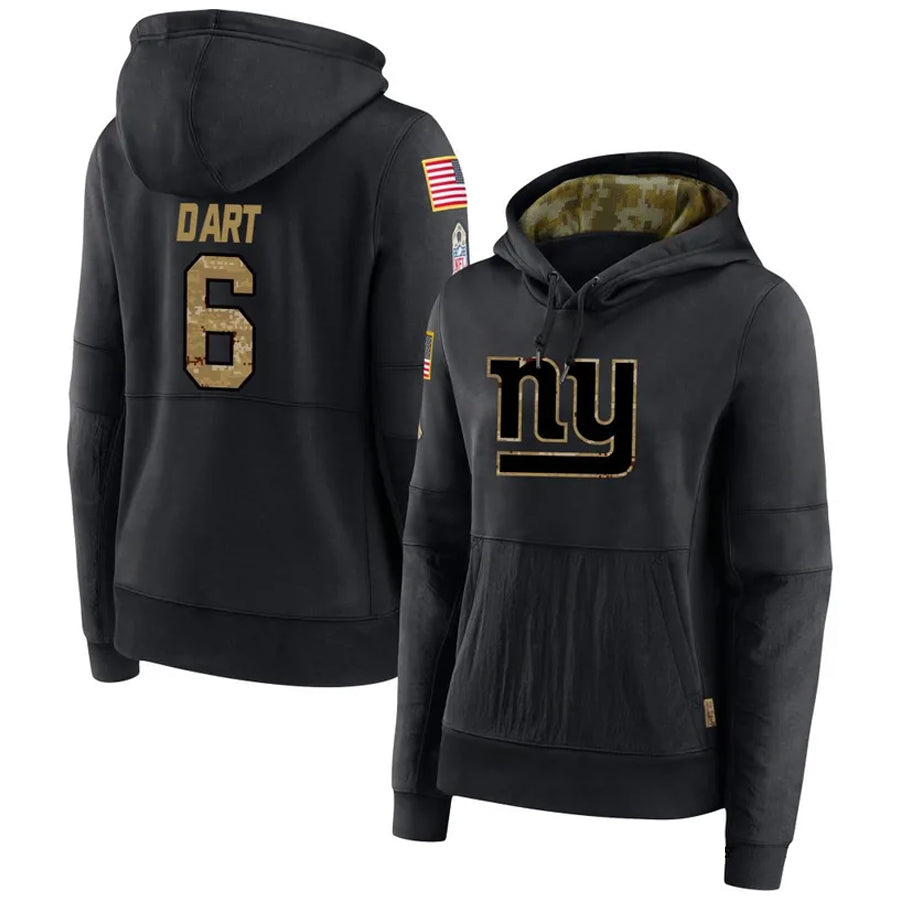 STECN NY.Giants #6 Jaxson Dart Player Black Salute to Service Hoodies Stitched Jerseys