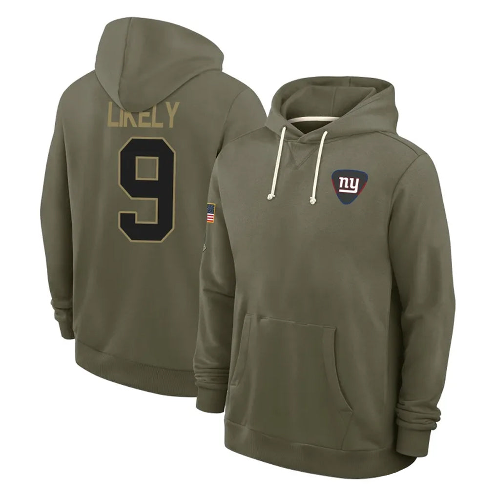 STECN NY.Giants #9 Lsaiah Likely Player Olive Salute to Service Pullover Hoodies Limited Stitched Jerseys