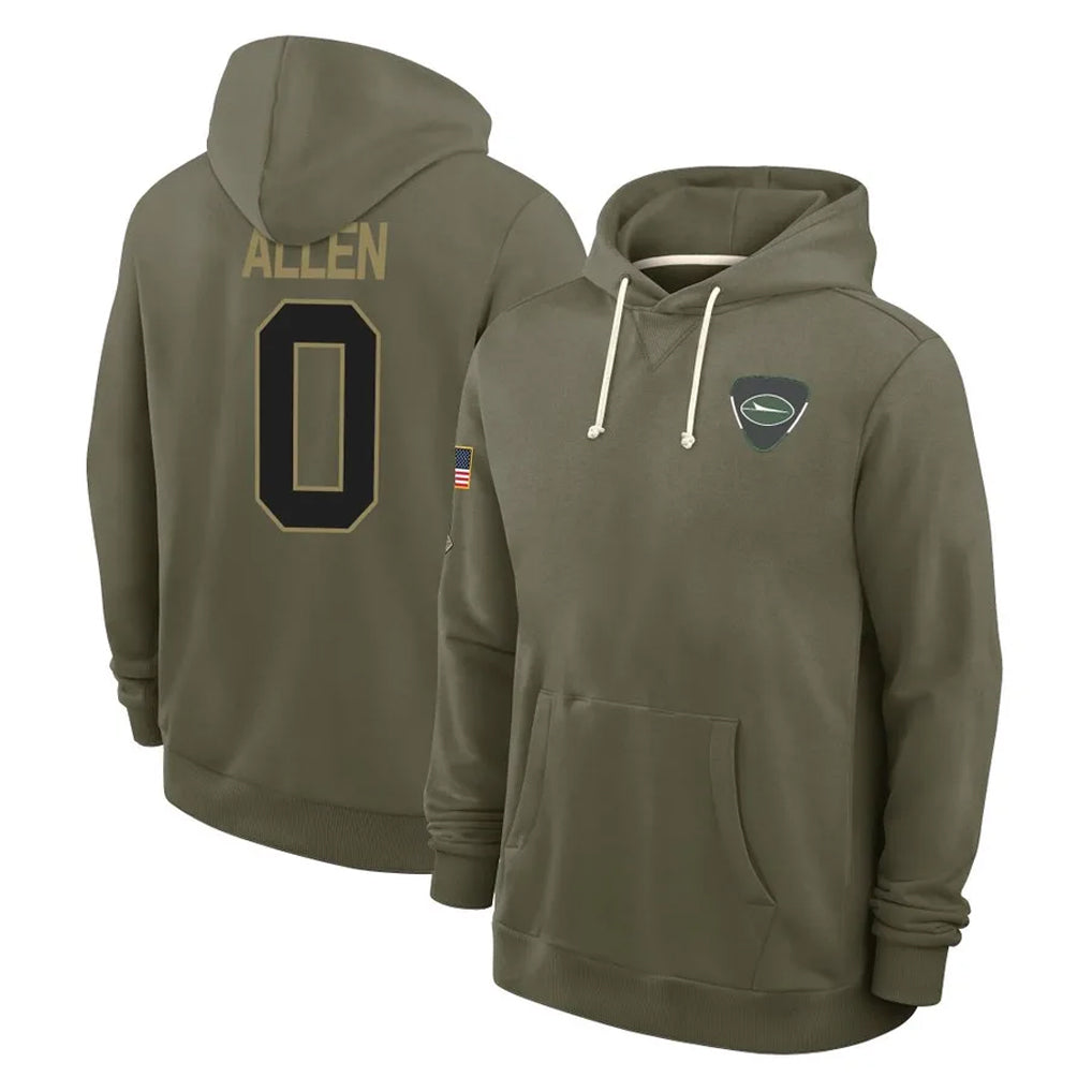 STECN NY.Jets #0 Braelon Allen Player Olive Salute to Service Pullover Hoodies Limited Stitched Jerseys