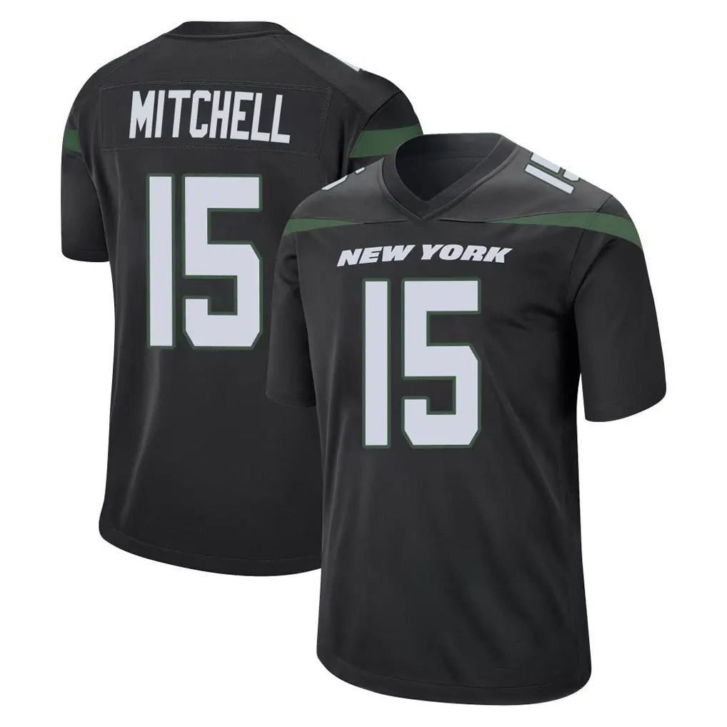 STECN NY.Jets #15 Adonai Mitchell Player Stealth Black Home Game Stitched Jerseys