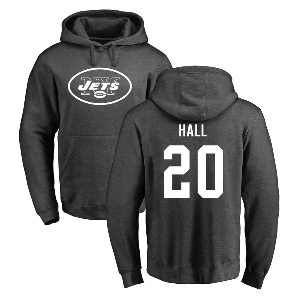 STECN NY.Jets #20 Breece Hall Player Gray Pullover Hoodies Limited Game Stitched Jerseys