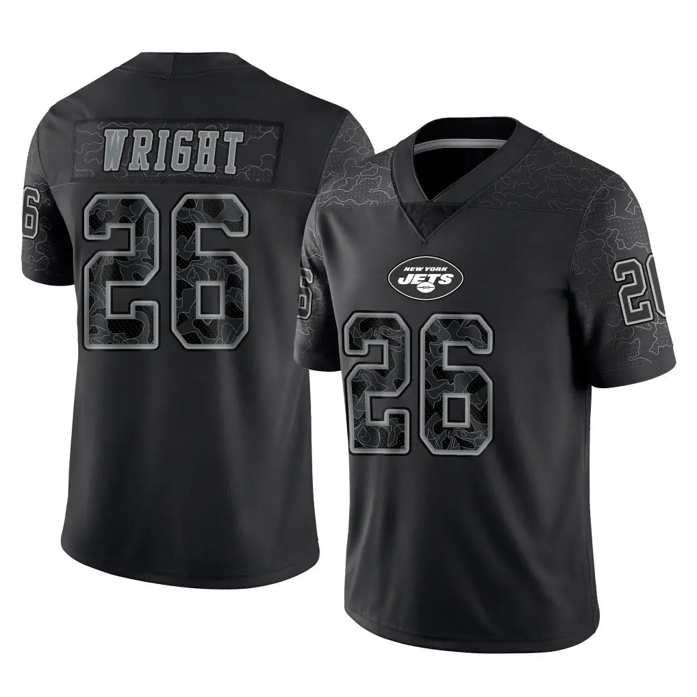 STECN NY.Jets #26 Nahshon Wright Player Stealth Black Limited Reflective Home Game Stitched Jerseys