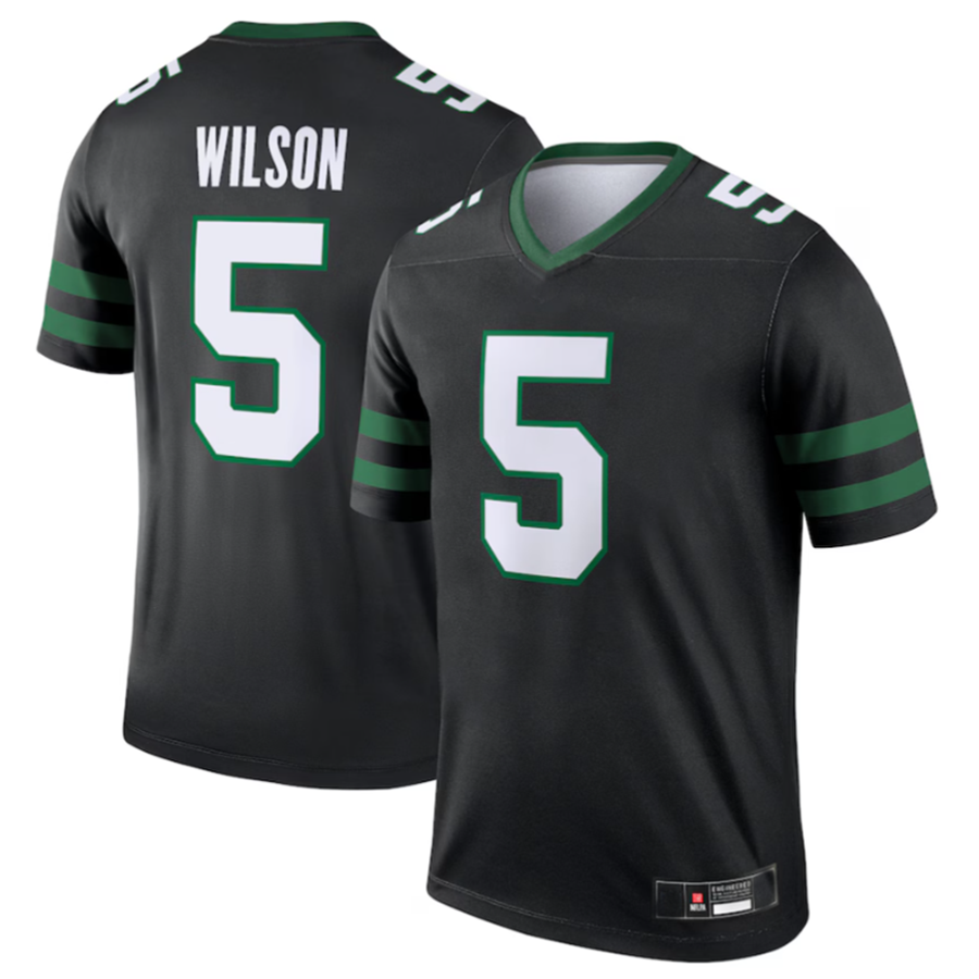STECN NY.Jets #5 Garrett Wilson Legacy Black Legend Jersey Stitched American Stitched Jersey