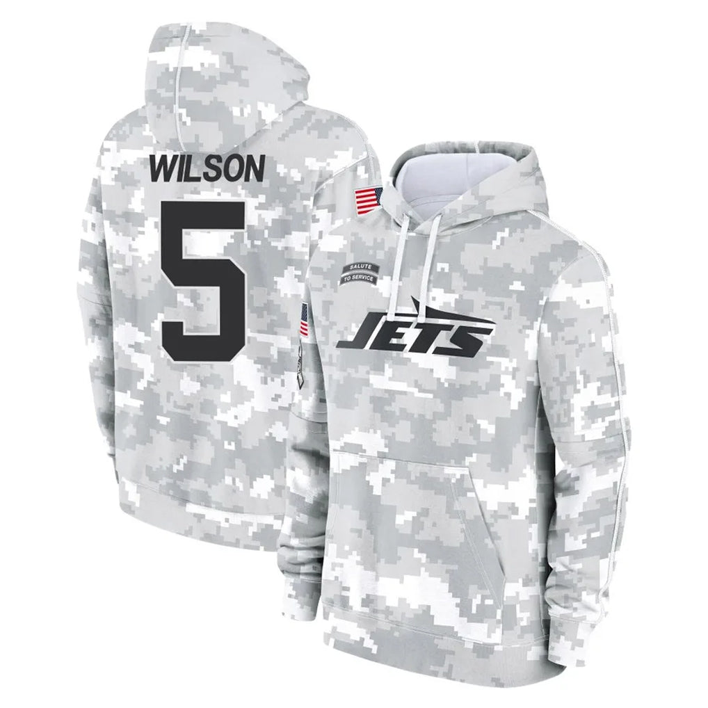 STECN NY.Jets #5 Garrett Wilson Player Arctic Camo Salute to Service Pullover Hoodies Limited Game Stitched Jerseys