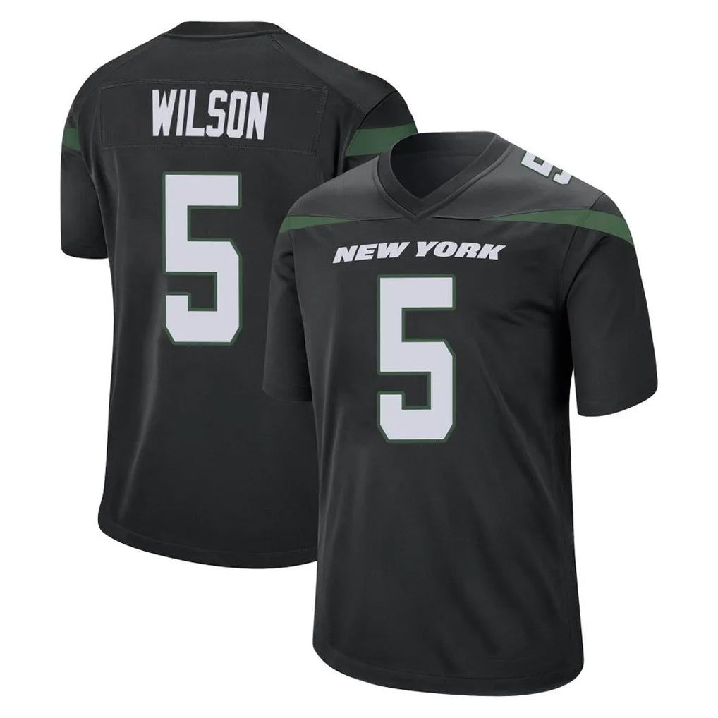 STECN NY.Jets #5 Garrett Wilson Player Stealth Black Home Game Stitched Jerseys