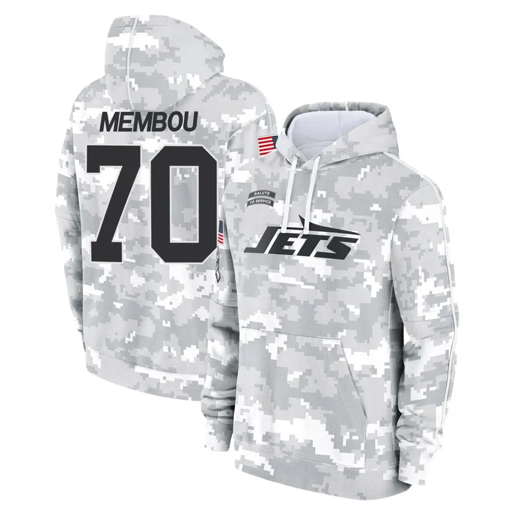 STECN NY.Jets #70 Armand Membou Player Arctic Camo Salute to Service Pullover Hoodies Limited Game Stitched Jerseys