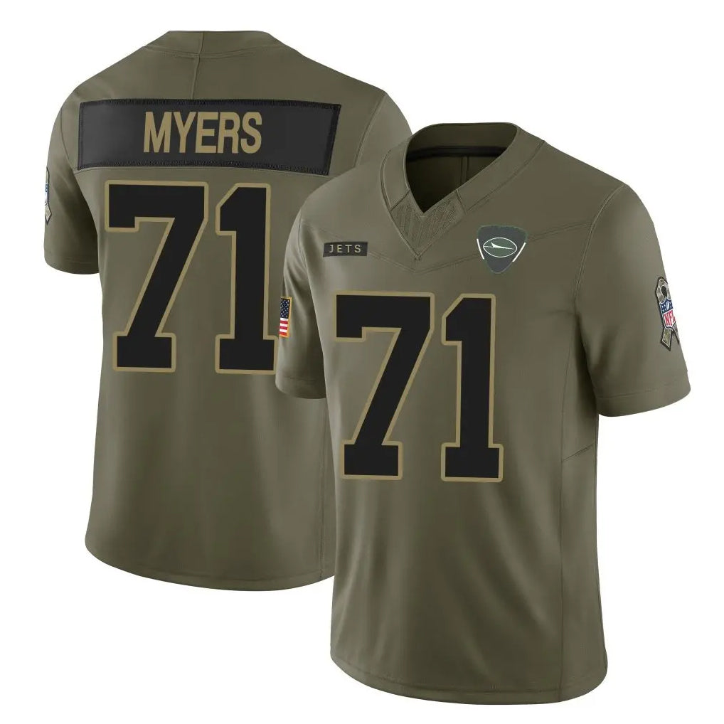 STECN NY.Jets #71 Josh Myers Player Olive 2025 Salute To Service Limited Stitched Jerseys