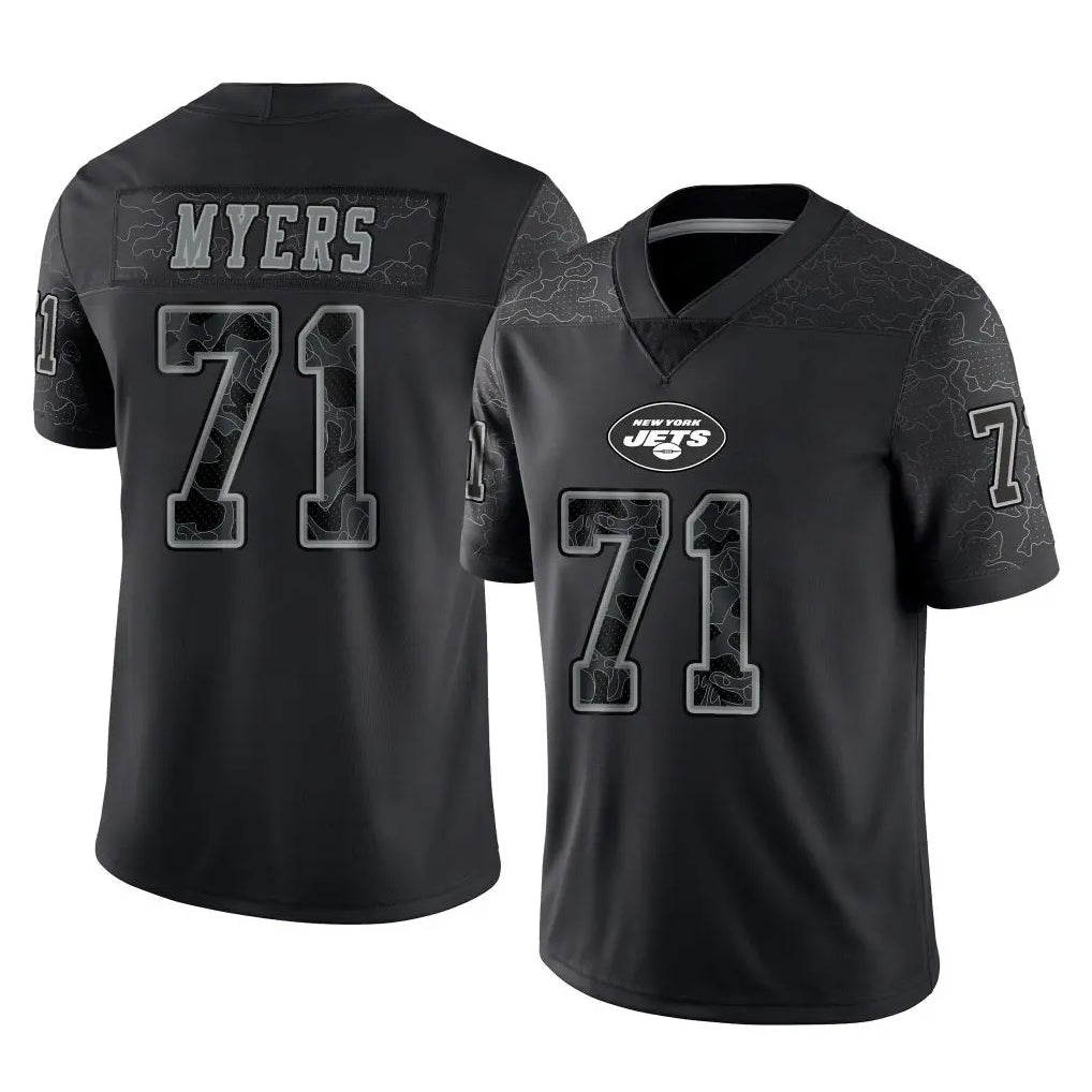 STECN NY.Jets #71 Josh Myers Player Stealth Black Limited Reflective Home Game Stitched Jerseys