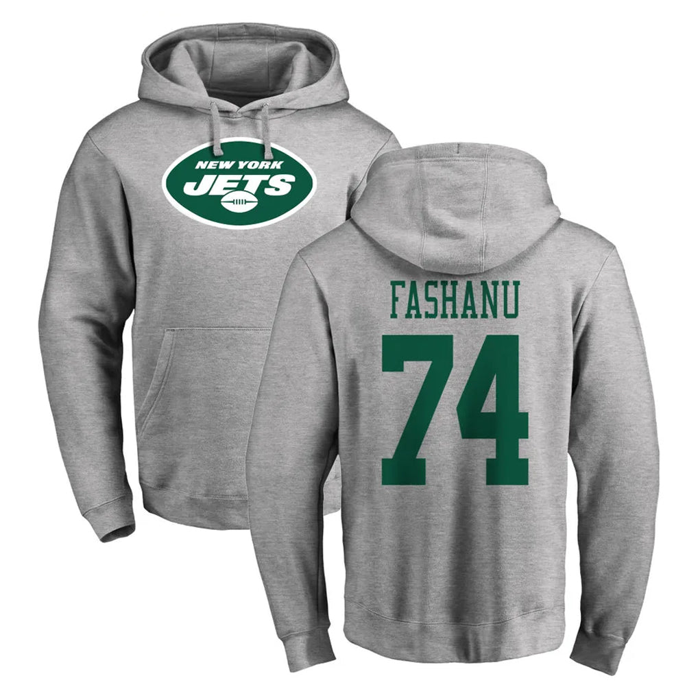 STECN NY.Jets #74 Olu Fashanu Player Gray LOGO Pullover Hoodies Limited Game Stitched Jerseys