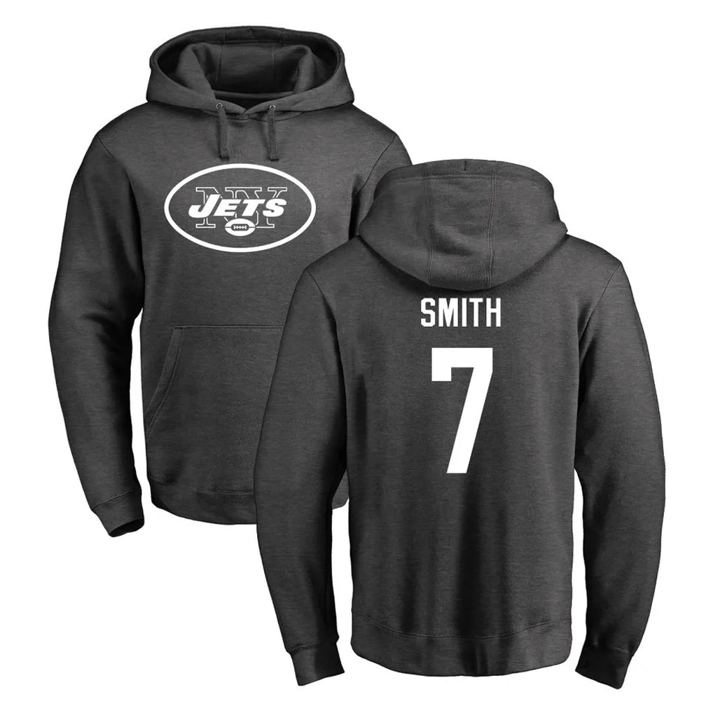 STECN NY.Jets #7 Geno Smith Player Gray Pullover Hoodies Limited Game Stitched Jerseys