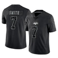 STECN NY.Jets #7 Geno Smith Player Stealth Black Limited Reflective Home Game Stitched Jerseys