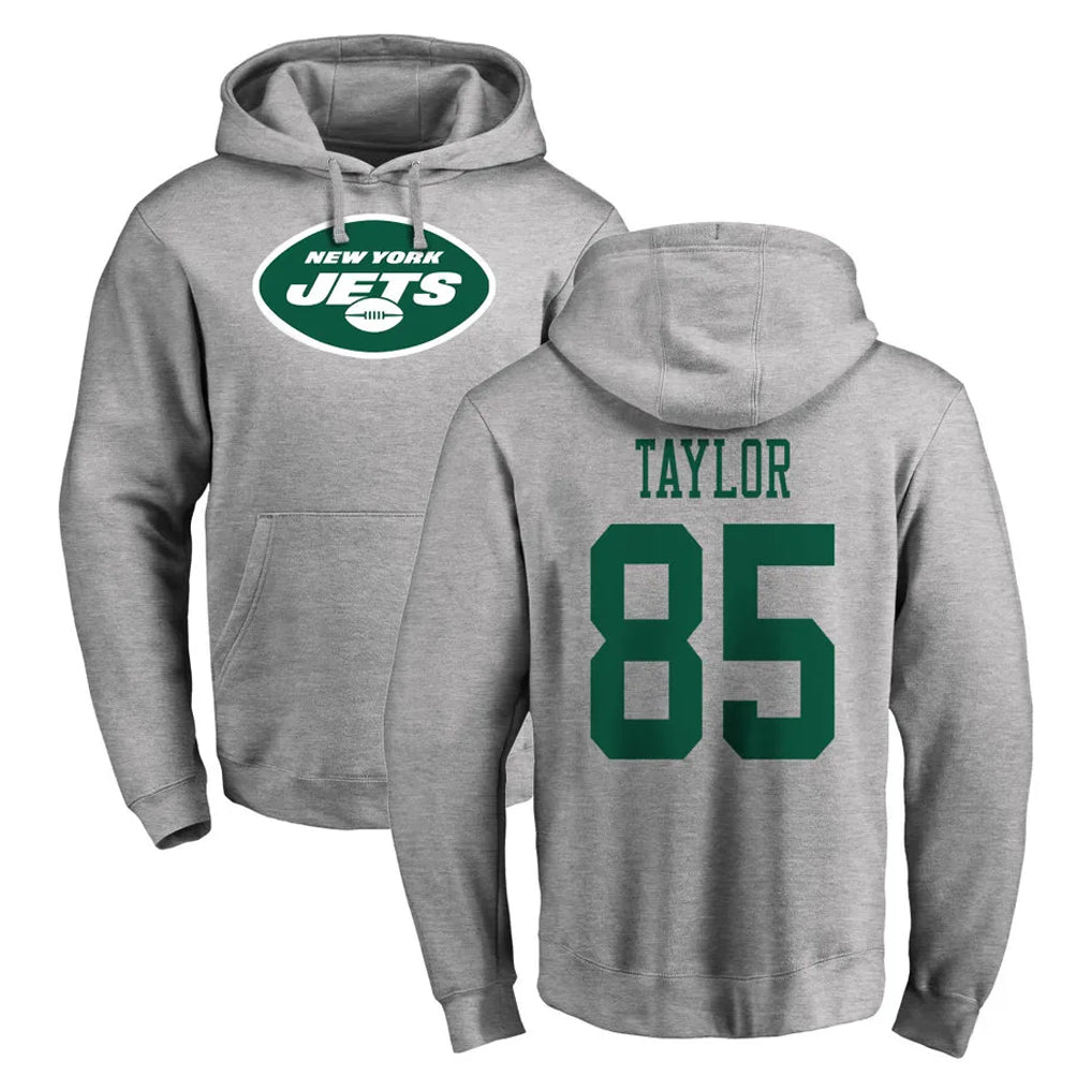 STECN NY.Jets #85 Mason Taylor Player Gray LOGO Pullover Hoodies Limited Game Stitched Jerseys