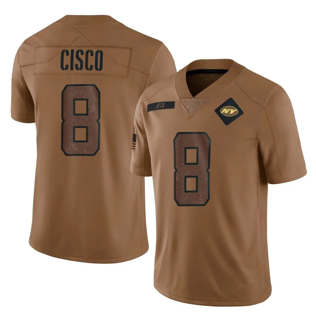STECN NY.Jets #8 Andre Cisco Player Brown Salute To Service Limited Stitched Jerseys