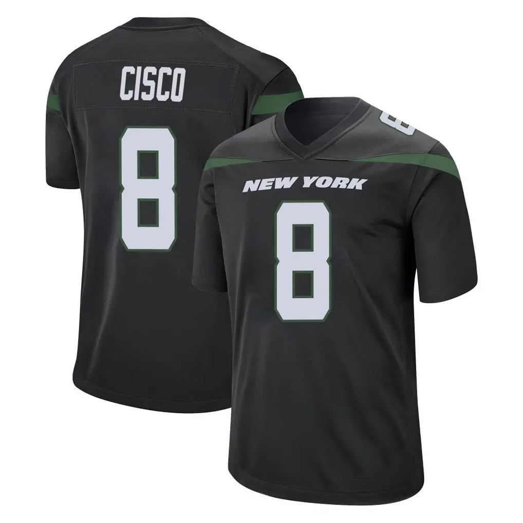 STECN NY.Jets #8 Andre Cisco Player Stealth Black Home Game Stitched Jerseys