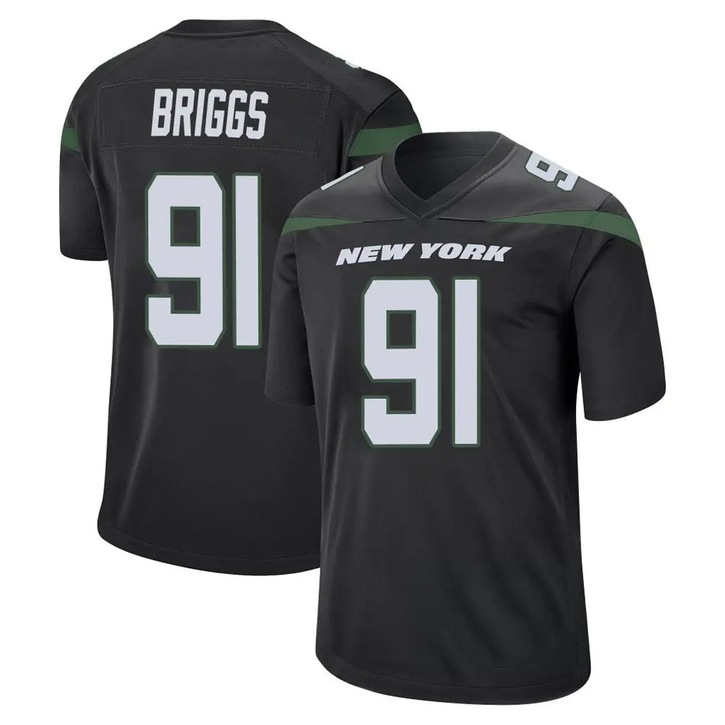 STECN NY.Jets #91 Jowon Briggs Player Stealth Black Home Game Stitched Jerseys