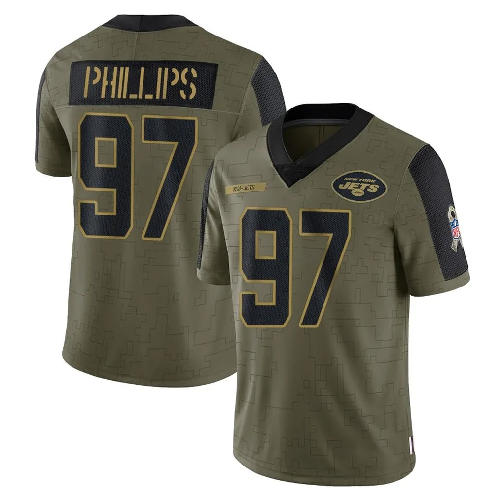STECN NY.Jets #97 Harrison Phillips Player Olive Salute To Service Limited Game Stitched Jerseys