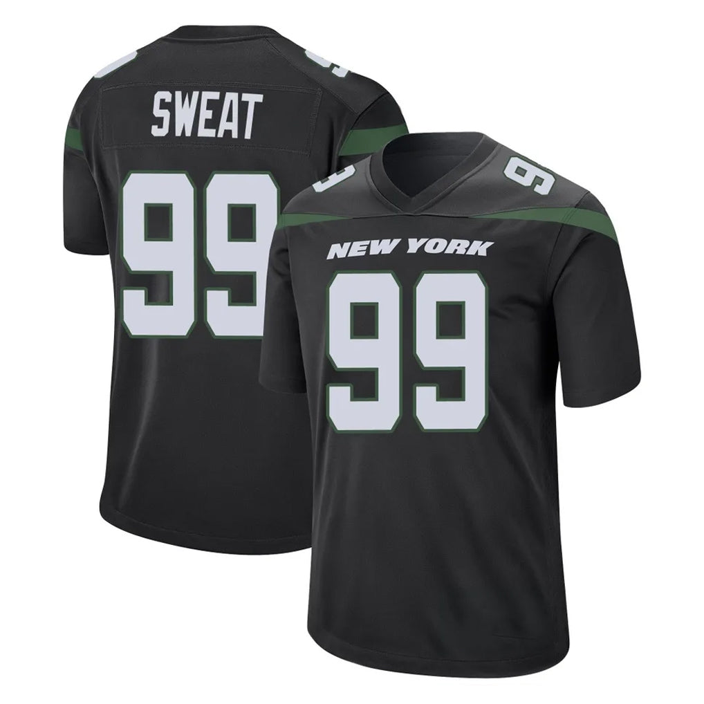STECN NY.Jets #99 T'Vondre Sweat Player Stealth Black Home Game Stitched Jerseys