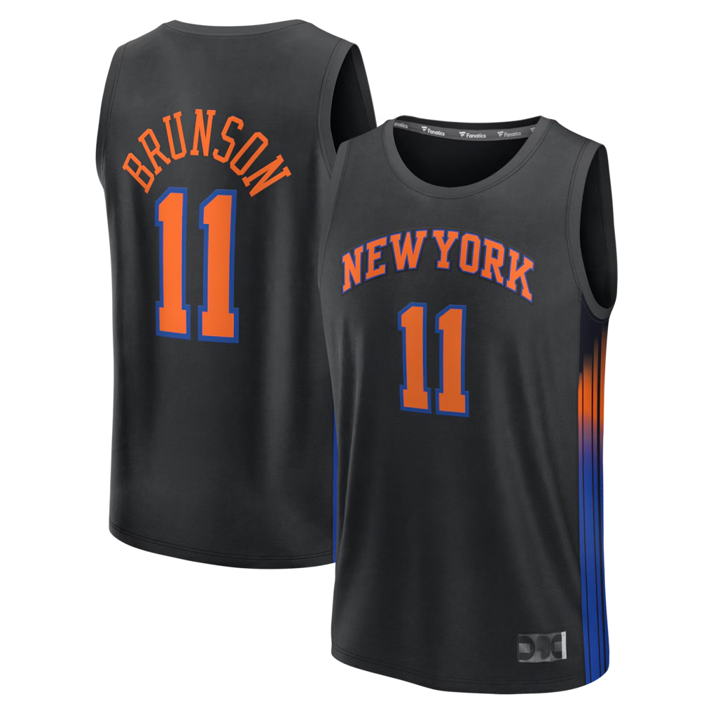 STECN NY.Knicks #11 Jalen Brunson  Black Fast Break Jerseys - Statement Edition
