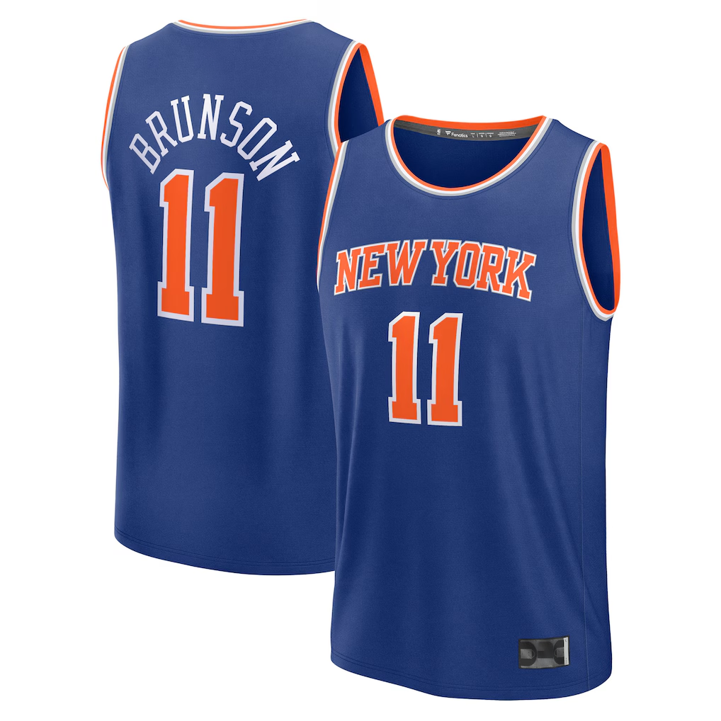 STECN NY.Knicks #11 Jalen Brunson  Blue Fast Break Replica Player Jerseys - Icon Edition