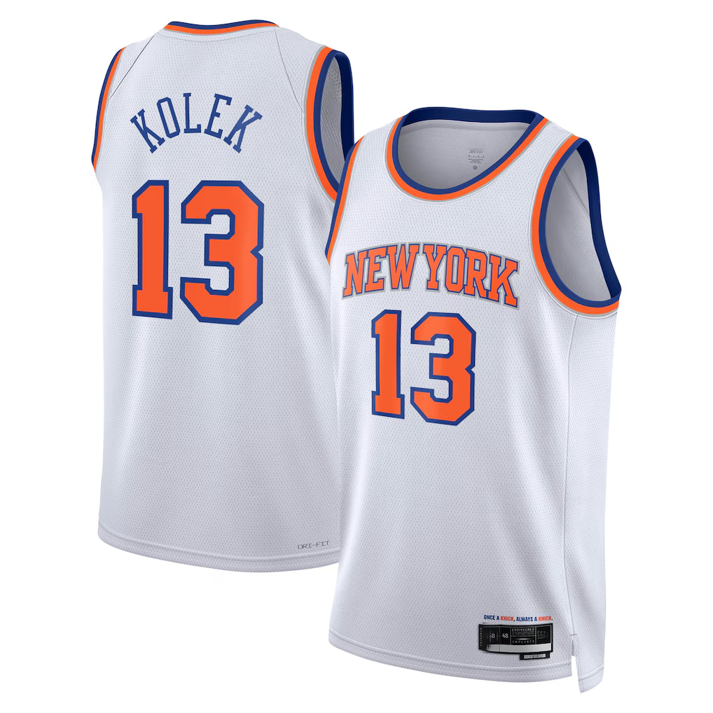 STECN NY.Knicks #13 Tyler Kolek White Swingman Jerseys - Association Edition
