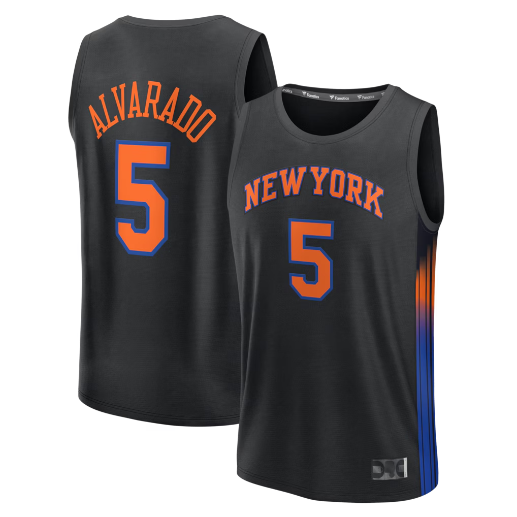 STECN NY.Knicks #5 Jose Alvarado  Black Fast Break Replica Jerseys - Statement Edition