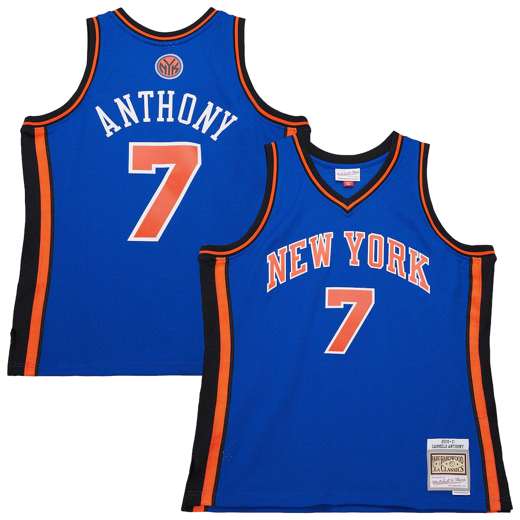 STECN NY.Knicks #7 Carmelo Anthony Mitchell & Ness Blue 201011 Swingman Jerseys