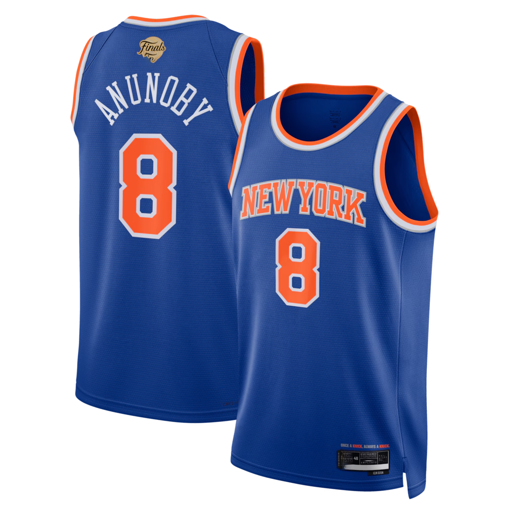 STECN NY.Knicks #8 OG Anunoby Blue 2026  Finals Patch Swingman Jerseys - Icon Edition