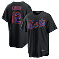 STECN NY.Mets #12 Francisco Lindor Player Black Alternate Home Game Stitched Jerseys