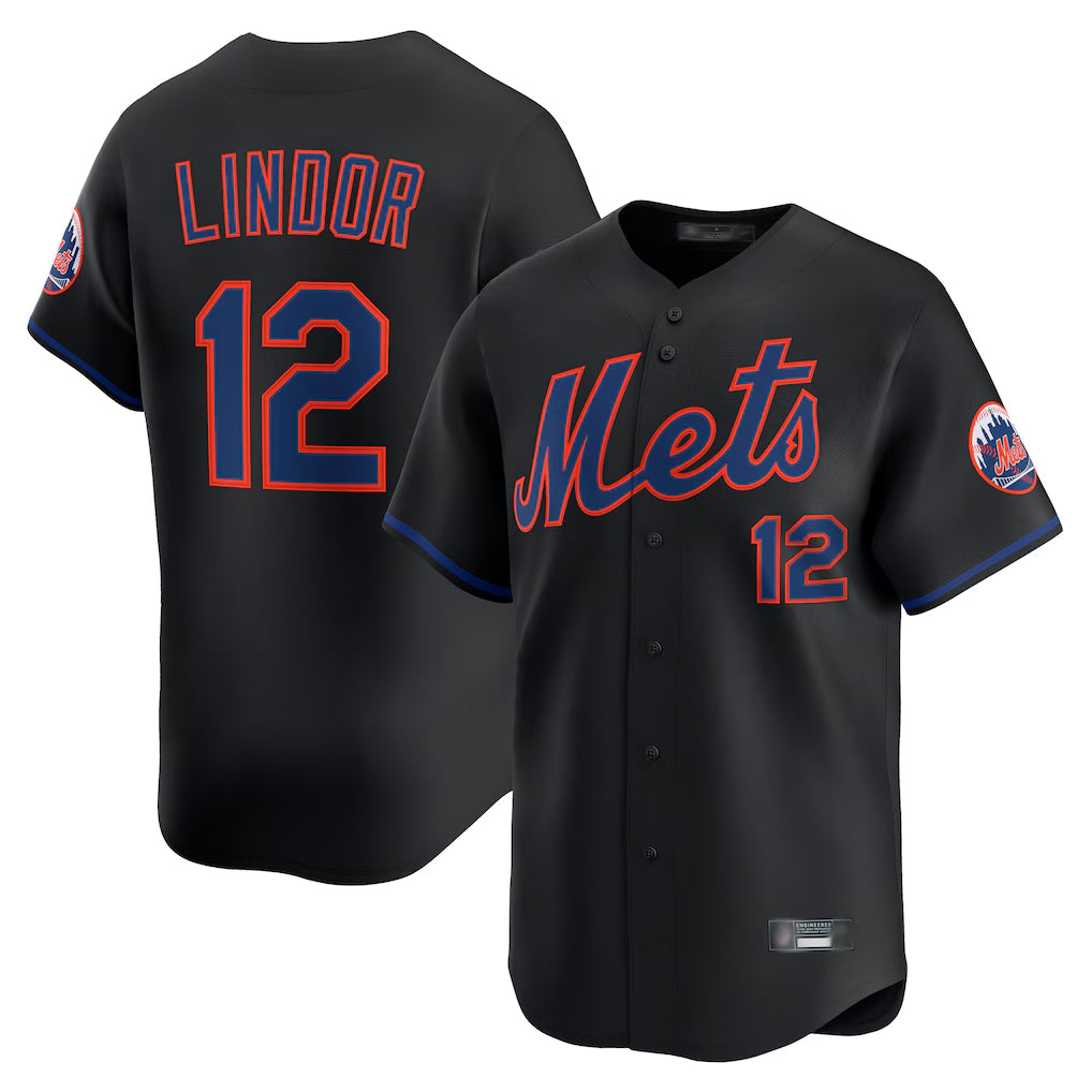 STECN NY.Mets #12 Francisco Lindor Player Black Alternate Home Limited Stitched Jerseys