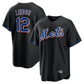 STECN NY.Mets #12 Francisco Lindor Player Black Replica Home Game Stitched Jerseys