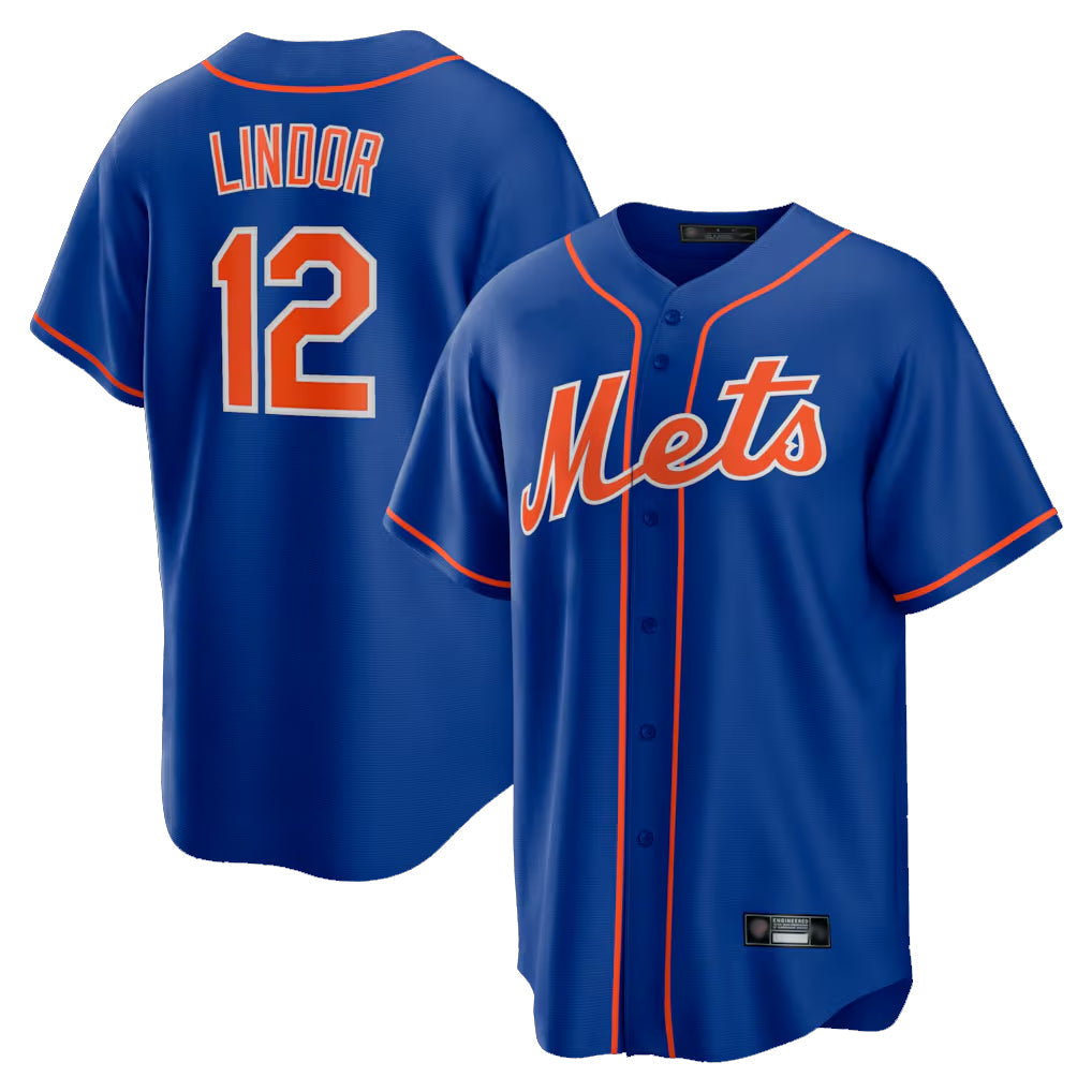STECN NY.Mets #12 Francisco Lindor Player Royal Home Game Stitched Jerseys