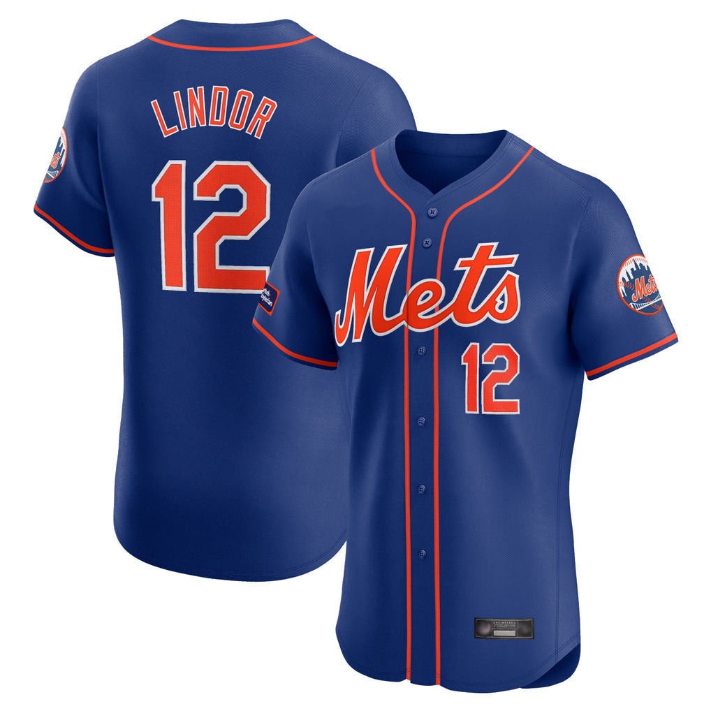 STECN NY.Mets #12 Francisco Lindor Player Royal Limited Elite Home Stitched Jerseys